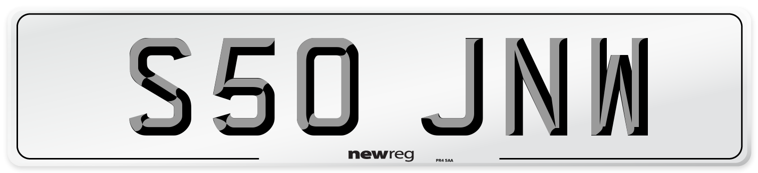 S50 JNW Number Plate from New Reg